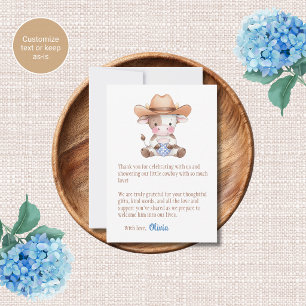 Cowboy Thema Baby Shower Bedankkaartjes Notitiekaartje