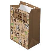 Cowboy thema Gift Bag met bewerkbaar tekstvak Medium Cadeauzakje (Voorkant Gekanteld)