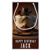 Cowboy thema verjaardag geschenk tas klein cadeauzakje (Achterkant)