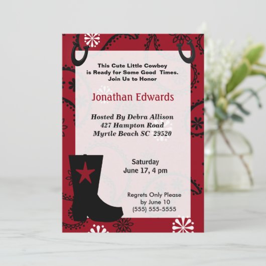 Cowboy Thème Anniversaire Invitation (Debout devant)