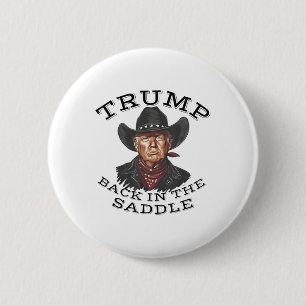 Cowboy Trump terug in het zadel inauguratie 2025 Ronde Button 5,7 Cm