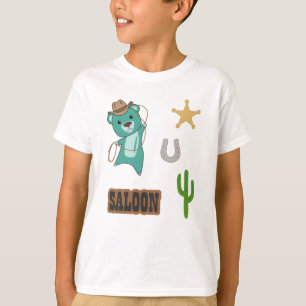 Cowboy Turquoise Cute Beer Saloon Western land T-shirt