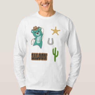 Cowboy Turquoise Cute Beer Saloon Western land T-shirt