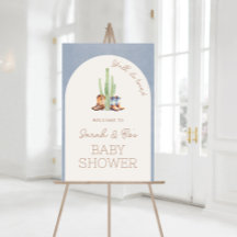 Cowboy Twins Baby shower Welkomstbord Poster