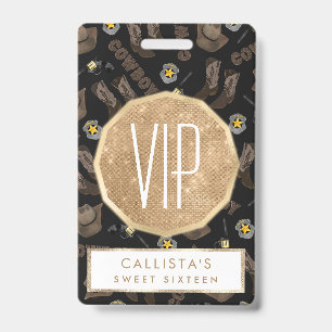 Cowboy Typografie Artsy Cool Brown Waterverf Badge