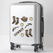 Cowboy Typografie Artsy Cool Brown Waterverf Sticker (Koffer)