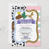 Cowboy & Unicorn Boys Girls Birthday Invitations (Devant)