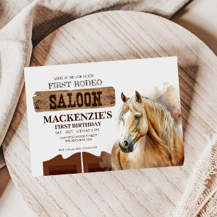Cowboy Verjaardagsfeestje Eerste Rodeo wild West Kaart