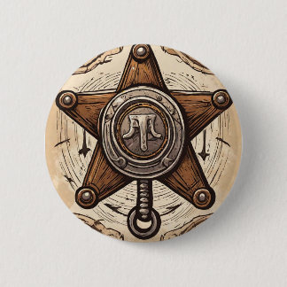 Cowboy Verjaardagsfeestje - Sheriff Ronde Button 5,7 Cm