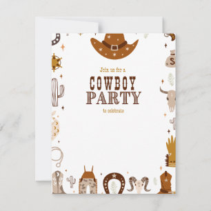 Cowboy verjaardagsfeestje uitnodiging kinder