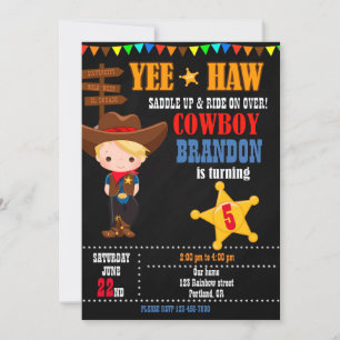 Cowboy verjaardagsuitnodiging Land Westerne Ranch Kaart