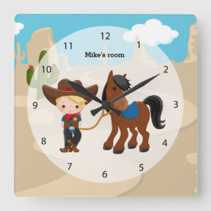 Cowboy Vierkante Klok