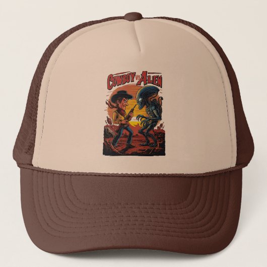Cowboy vs Alien Trucker Hat - voor Sci-Fi-fans Trucker Pet (Voorkant)