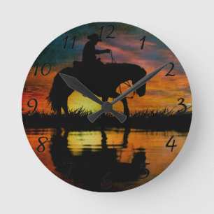 Cowboy Wall Clock Ronde Klok