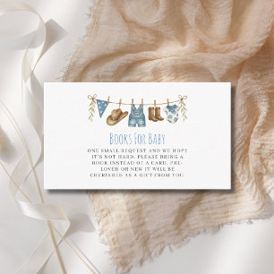 Cowboy waslijn baby shower boeken voor baby  informatiekaartje