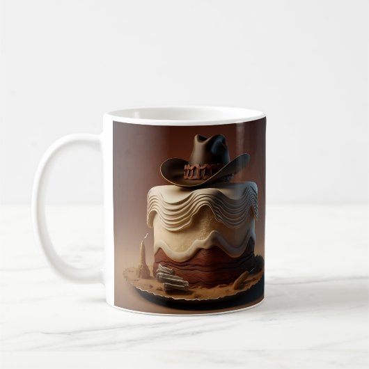 Cowboy Western Anniversaire Mug - Gâteau rustique (Gauche)