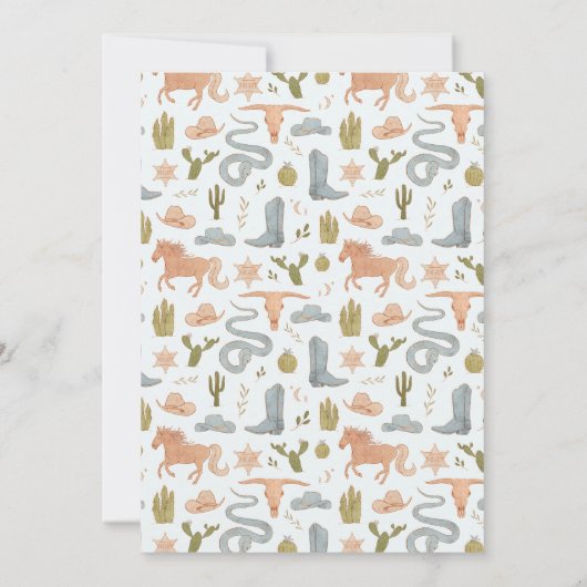 Cowboy Western Baby Photo Faire-part de naissance (Dos)