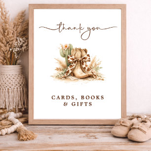 Cowboy Western Baby Shower Boeken Voor Baby Sign Poster