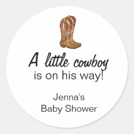 Cowboy Western Baby shower Dank je wel Ronde Sticker