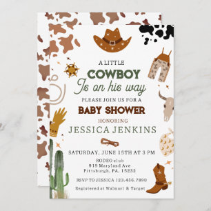 Cowboy Western Baby shower Kaart