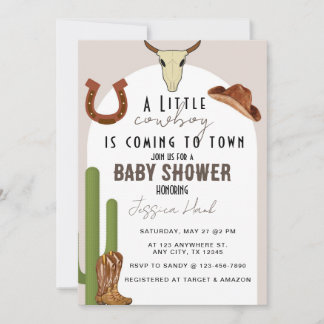 Cowboy Western Baby shower Kaart
