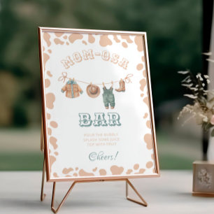 Cowboy Western Baby shower Mom-osa Bar Teken Poster