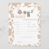 Cowboy Western Baby Shower Voorspellingen Plezieri Kaart (Voorkant / Achterkant)