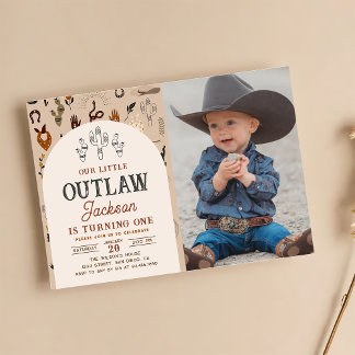 Cowboy Western Boys Anniversaire Photo Invitation