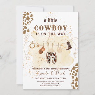 Cowboy Western Brown Plaid Baby shower Uitnodiging