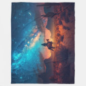 Cowboy Western Desert Night Ride Cactus Fleece Deken (Voorkant)