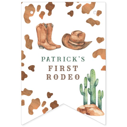 Cowboy Western Eerste Rodeo Verjaardagsfeestje  Vlaggetjes (Eerste vlag)