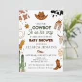 Cowboy Western Jongens Baby Shower Kaart (Staand voorkant)