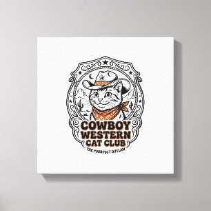 Cowboy Western Kat Hondenliefhebber Shirt Kunst - Canvas Afdruk