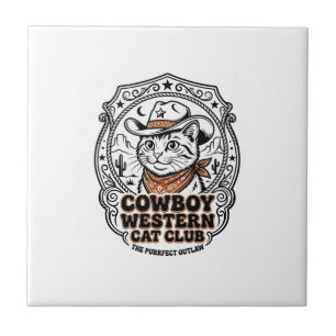Cowboy Western Kat Hondenliefhebber Shirt Kunst - Tegeltje