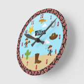 Cowboy Western Kids Salle Horloge (Angle)