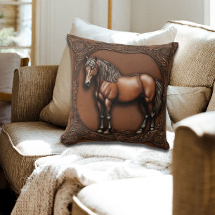 Cowboy Western Land Ruitersport Bruin Paard Kussen