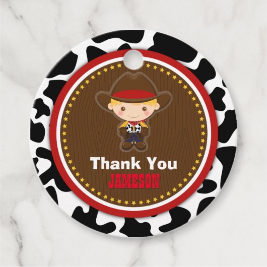 Cowboy Western Old West Birthday Bedankjes Labels (Voorkant)