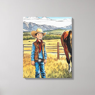 Cowboy Western Rancher Boy's Bedroom Graphic Art Canvas Afdruk