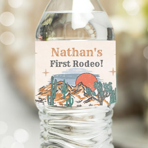 Cowboy Western Rodeo 1e verjaardag Waterfles Etiket