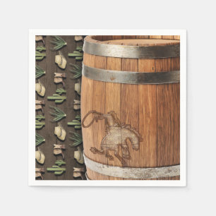 Cowboy Western Rodeo Houten Vat Verjaardagsfeestje Servet