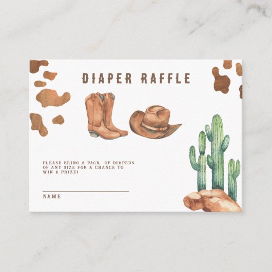 Cowboy Western Rodeo Luier verloting ticket Informatiekaartje (Voorkant)