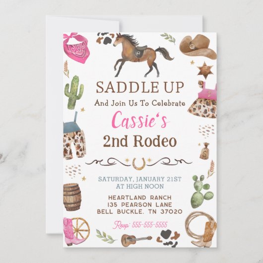 Cowboy Western Rustic Anniversaire Fête Invitation (Devant)