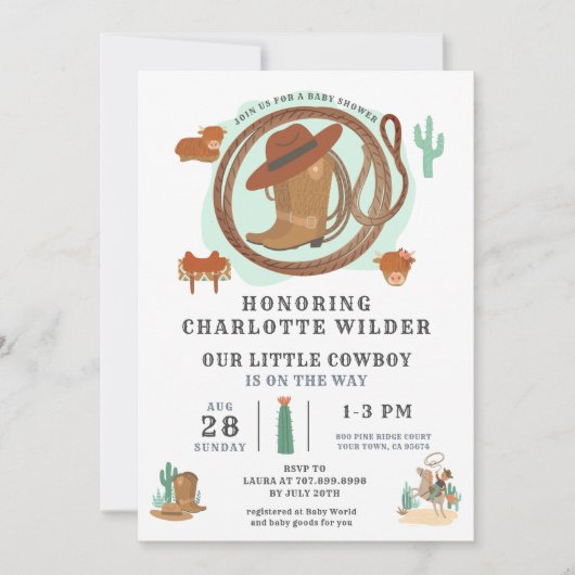 Cowboy Western Thème Anniversaire Invitation (Devant)