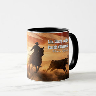 Cowboy Western Vrijheid Patriotisch Touwtrekken Ro Mok