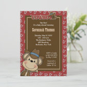 Cowboy Westerne aap 5x7 Baby shower uitnodiging (Staand voorkant)