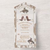 Cowboy Westerne Rodeo Wedding All In One Uitnodiging (Binnen)
