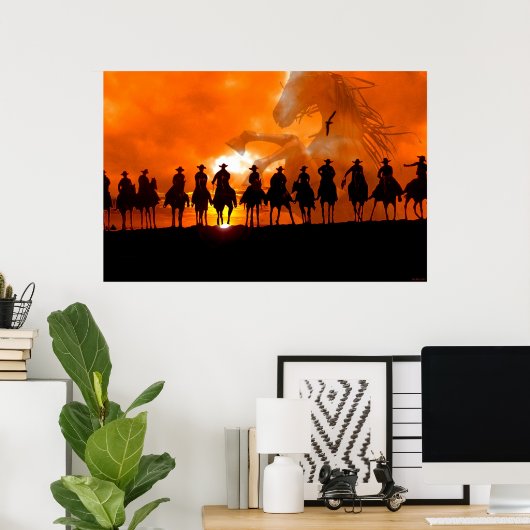Cowboy westerne rondzendtijd rodeo poster (Thuiskantoor)