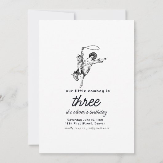 Cowboy Westerne verjaardagsfeestje uitnodiging Sja (Voorkant)