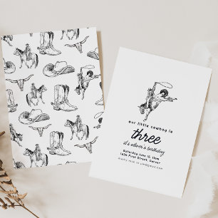 Cowboy Westerne verjaardagsfeestje uitnodiging Sja