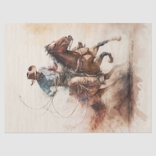 Cowboy Westerne Waterverf ontkoppeling Tissuepapier (Voorkant)